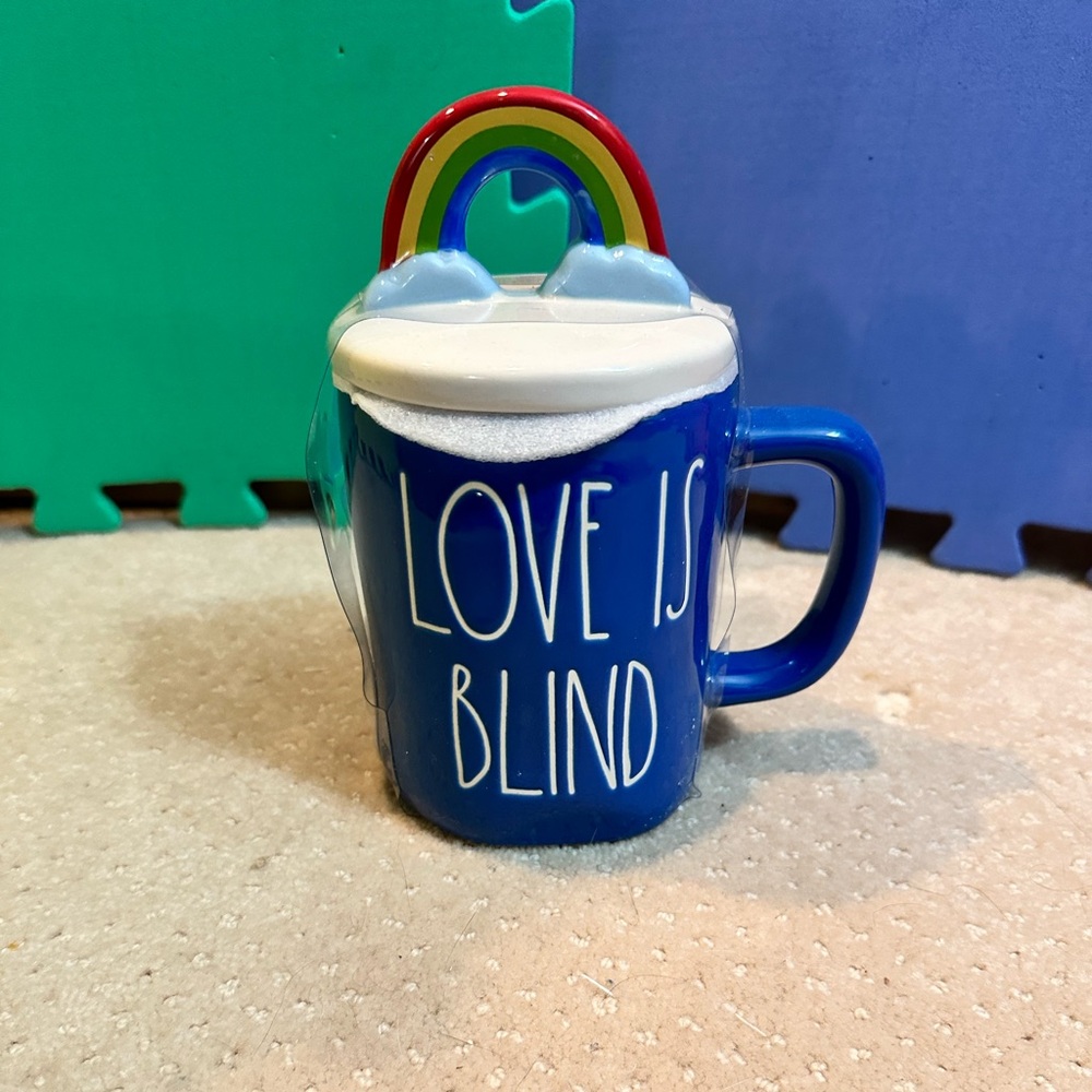 Rae Dunn Blue Love Is Blind Mug